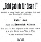 "Gold gab ich für Eisen" (Kálmán)