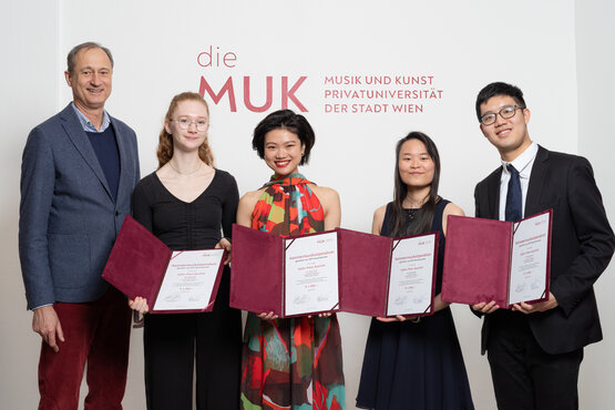 Subito Quartett mit dem Rektor Andreas Mailath-Pokorny © Daniel Kastner